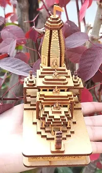 Daridra Bhanjan Shree Ram Mandir Ayodhya Model Temple 4.5-5 Inches Very Beautifully Hand Crafted MDF Polished for Car Dash Board, Office, Study, Table, Gift (Medium-12 X 6 X 12 Cm)-thumb1
