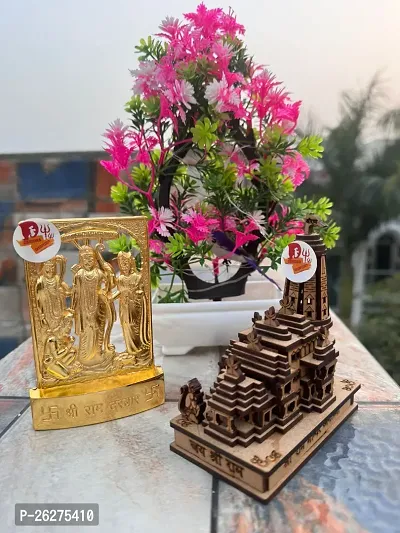 Handmade Lord Ram Darbar Murti | Ram Mandir | Rama Sita Lakshman Hanuman Statue | Wooden Ram Mandir Statue | Ram Parivar Murti for Home Temple Blessing, Happiness, Health, Wealth.