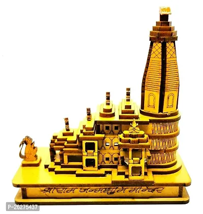Daridra Bhanjan Beautifully Engraved Shri Ram Mandir Ayodhya 3D Wood Temple for Home Temple, Office and Gift Full Polished
