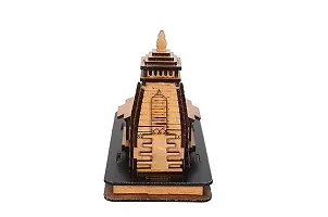 Wooden Hand Carved 3D Mini Shri Kedarnath Temple, Brown with Attached Nandi Maharaj and Trishul for Temple, Cardashboard, Gifting-thumb3