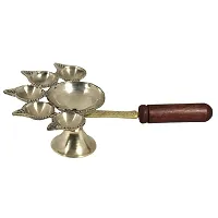 daridra Bhanjan Pure Brass  Wooden Handle Pancharti Akhand Diya Brass Puja Dia for Diwali, Home Puja, Temple-thumb2