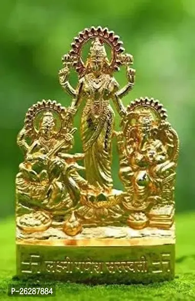 Daridra Bhanjan  Godess Laxmi Ganesh Saraswati || Metal Ganesh Laxi Saraswati Murti Statue Idol in Brass for Diwali Puja, Temple, Prosperity-thumb0