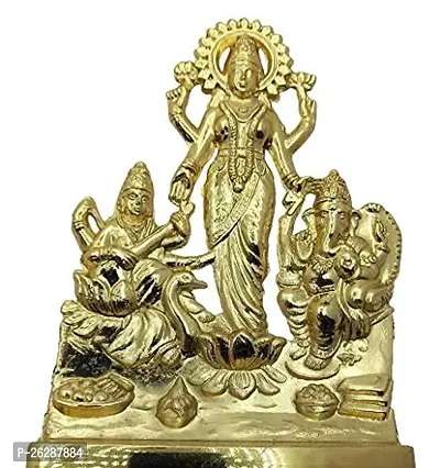 Daridra Bhanjan  Godess Laxmi Ganesh Saraswati || Metal Ganesh Laxi Saraswati Murti Statue Idol in Brass for Diwali Puja, Temple, Prosperity-thumb3