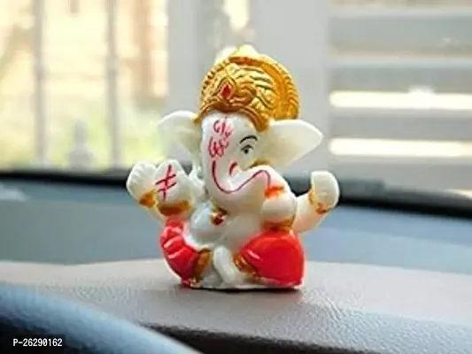 Daridra Bhajan Handcrafted Resin Mukhut Dharan Lord Ganesha | Ganpati Ji Statue Murti Dashboard Idol, Goodluck, Best Wishes Multicolour-thumb0