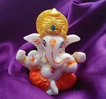 Daridra Bhajan Handcrafted Resin Mukhut Dharan Lord Ganesha | Ganpati Ji Statue Murti Dashboard Idol, Goodluck, Best Wishes Multicolour-thumb4