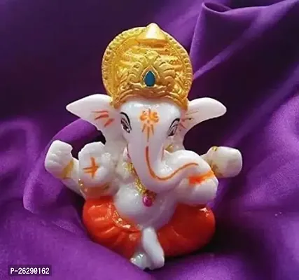 Daridra Bhajan Handcrafted Resin Mukhut Dharan Lord Ganesha | Ganpati Ji Statue Murti Dashboard Idol, Goodluck, Best Wishes Multicolour-thumb5