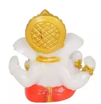 Daridra Bhajan Handcrafted Resin Mukhut Dharan Lord Ganesha | Ganpati Ji Statue Murti Dashboard Idol, Goodluck, Best Wishes Multicolour-thumb1