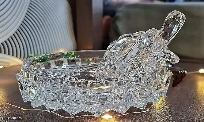 Crystal Tortoise Glass Kachua with Beautiful Bowl Plate Fengshui Vastu Set for Good Luck Feng Shui Turtle Best Gift for Office Showcase Showpiece and Home Decor-thumb0