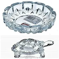 Crystal Tortoise Glass Kachua with Beautiful Bowl Plate Fengshui Vastu Set for Good Luck Feng Shui Turtle Best Gift for Office Showcase Showpiece and Home Decor-thumb3
