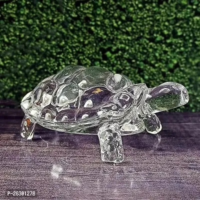 Crystal Tortoise Glass Kachua with Beautiful Bowl Plate Fengshui Vastu Set for Good Luck Feng Shui Turtle Best Gift for Office Showcase Showpiece and Home Decor-thumb3