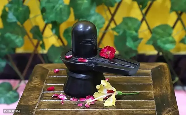 Black Marble Shiva Lingam Shiv Ling Mahadev Idol Murti Statue Moorti Black Shivling/Shivling for Home Pooja (Stone, Black).
