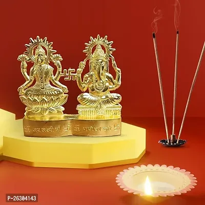 Metal Ganesh Laxmi Murti Lakshmi Ganesh Idol for Home Decoration Showpiece Swastik with Laxmi Ganesh Idol.-thumb0