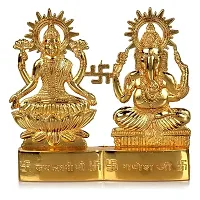 Metal Ganesh Laxmi Murti Lakshmi Ganesh Idol for Home Decoration Showpiece Swastik with Laxmi Ganesh Idol.-thumb1
