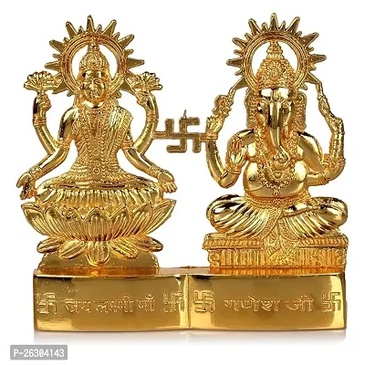Metal Ganesh Laxmi Murti Lakshmi Ganesh Idol for Home Decoration Showpiece Swastik with Laxmi Ganesh Idol.-thumb2