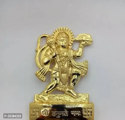 Hanuman Statue / Hanuman Idol / Hanuman ji Murti Metal, Bajrangbali Murti for vastu,Puja  Deacute;cor Decorative Showpiece - 10.16 cm (Brass, Gold)