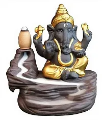 Ganesha Waterfall Fountain Backflow Incense Burner with 10 Backflow Incense Cone Incense Sticks for Home, Temple, Living Room, Prosperity, Gifting | Ganesh ji ki Murti.-thumb1