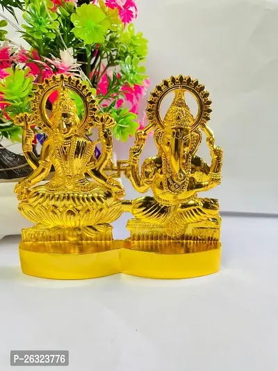 Lord Laxmi Ganesh Murti Idol Statue Showpiece (L X B X H  7 X 1 X 11 CM) Decoration Items For Home Decor Mandir Temple Pooja Room Table Office Gifts, Gold