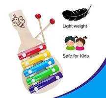 Wooden Xylophone Musical Toy Piano for Kids, Babies, Childerns, with 5 Note 3+ Age, Multicolour, 1 Xylophone, 2 Sticks-thumb2
