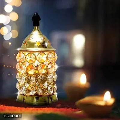 Daridra Bhanjan  Arti Diya Deepak Brass Metal for Religious Brass Table Diya, Gold, Medium-thumb0