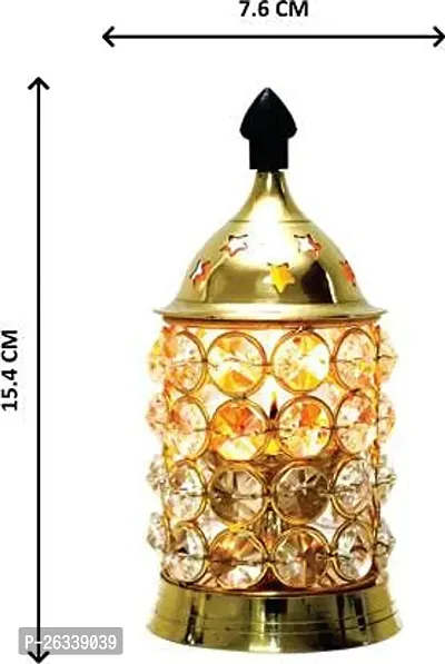 Daridra Bhanjan  Arti Diya Deepak Brass Metal for Religious Brass Table Diya, Gold, Medium-thumb2