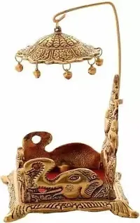 Daridra Bhanjan Handicraft Krishna Ladoo / Laddu Bal Gopal White Metal Sihasan ,Metal Singhasan , Ladoo Gopal Singhasan, Religious Puja Gifts and Decor , Showpiece - (Height: 18)-thumb1
