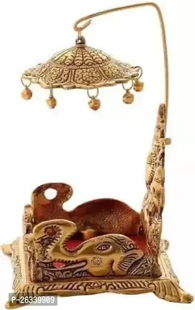 Daridra Bhanjan Handicraft Krishna Ladoo / Laddu Bal Gopal White Metal Sihasan ,Metal Singhasan , Ladoo Gopal Singhasan, Religious Puja Gifts and Decor , Showpiece - (Height: 18)-thumb2