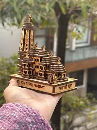 Daridra Bhanjan Wooden Ram Mandir Ayodhya 3D Model Idol for Gifting, Home Temple, Car Dashboard-thumb1