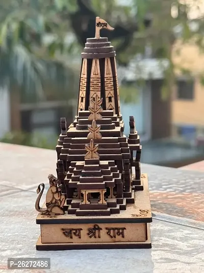 Daridra Bhanjan Wooden Ram Mandir Ayodhya 3D Model Idol for Gifting, Home Temple, Car Dashboard-thumb3