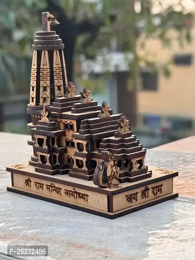 Daridra Bhanjan Wooden Ram Mandir Ayodhya 3D Model Idol for Gifting, Home Temple, Car Dashboard-thumb5