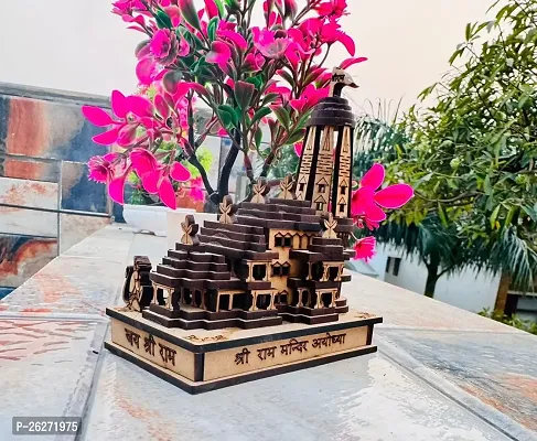 Daridra Bhanjan  Handcrafted Shri Ram Mandir Ayodhya Janm Bhumi Temple 3D Replica Model (Brown, Medium- 12 X 6 X 12 Cm)-thumb0