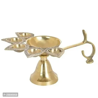 DARIDRA BHANJAN Brass Panch Aarti Lamp Big Size || Handle Diya for Puja || Pancharti Diya Oil Lamp || Panch aarti Jyoti/Puja Diya for Diwali/Navratri/Any Festival  Pooja-thumb2