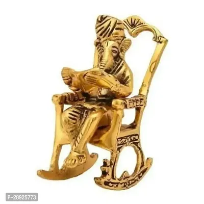 Metal Lord Ganesha Reading Ramayana Statue-thumb0
