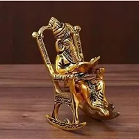 Metal Lord Ganesha Reading Ramayana Statue-thumb2