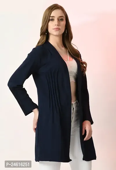 Stylish Blue Polyester Solid Shrugs For Women-thumb4