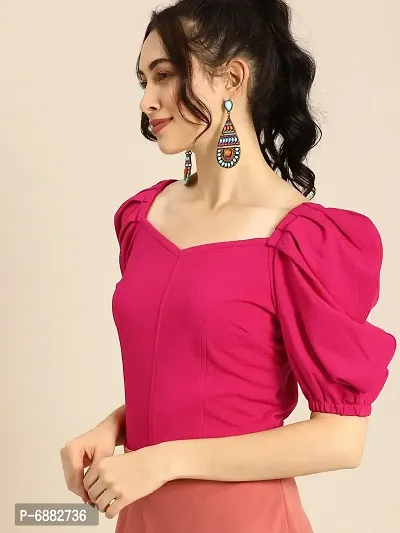 Casual Solid Women Pink Top-thumb3