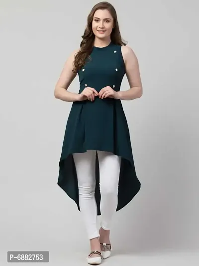 Casual Sleeveless Solid Women Green Top