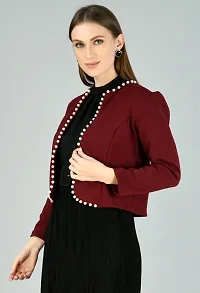 Stylish Maroon Lycra Blended Solid Shrugs For Women-thumb3