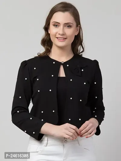Stylish Black Polyester Embellished Shrugs For Women-thumb0