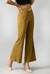 Elegant Cotton Blend Solid Trousers For Women-thumb2
