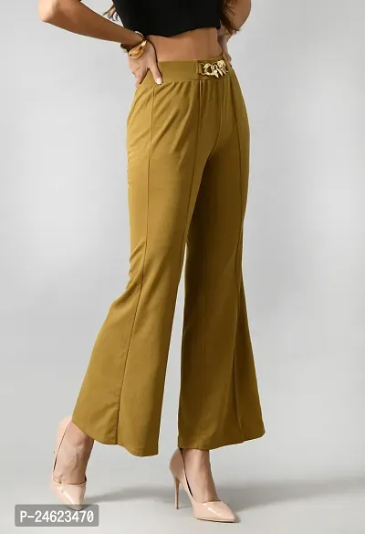 Elegant Cotton Blend Solid Trousers For Women-thumb3