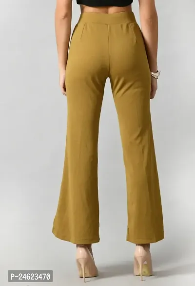 Elegant Cotton Blend Solid Trousers For Women-thumb2