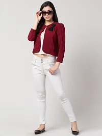 Stylish Maroon Polyester Solid Shrugs For Women-thumb1