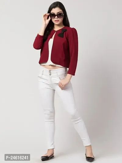 Stylish Maroon Polyester Solid Shrugs For Women-thumb2