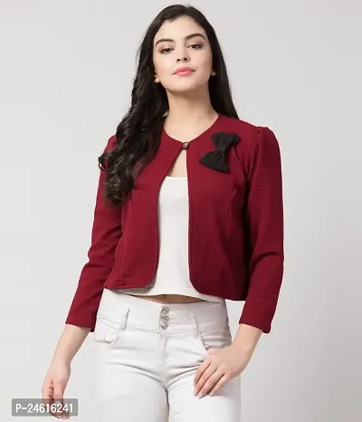 Stylish Maroon Polyester Solid Shrugs For Women-thumb0