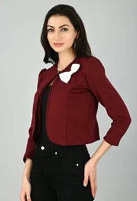 Stylish Maroon Lycra Blended Solid Shrugs For Women-thumb1