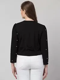 Stylish Black Polyester Applique Shrugs For Women-thumb1