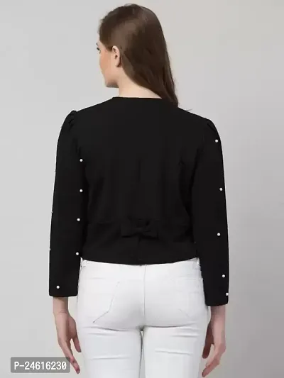 Stylish Black Polyester Applique Shrugs For Women-thumb2