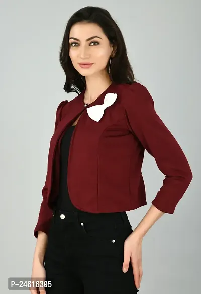 Stylish Maroon Cotton Blend Solid Shrugs For Women-thumb4