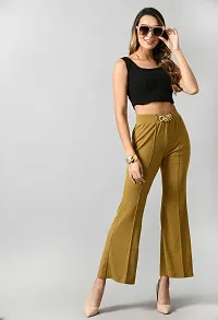 Elegant Cotton Blend Solid Trousers For Women-thumb4