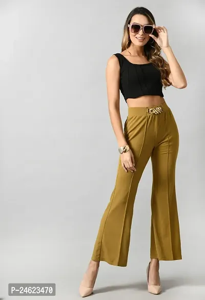 Elegant Cotton Blend Solid Trousers For Women-thumb5